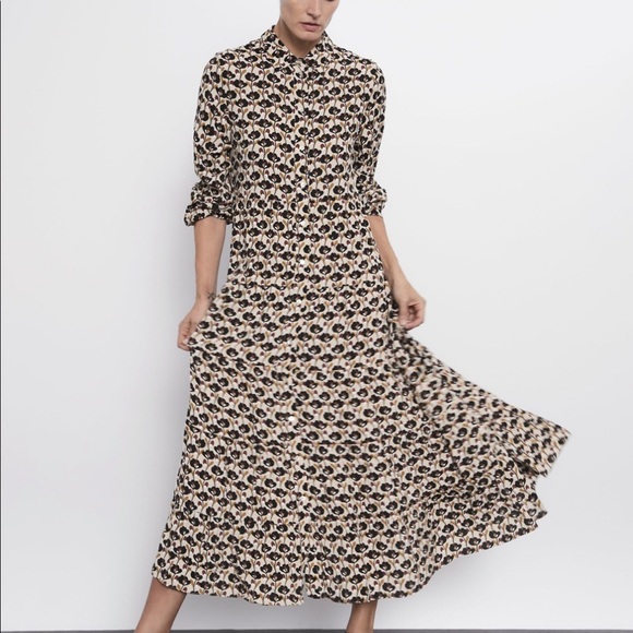 ZARA BNWT Printed Midi Dress - Picture 2 of 3